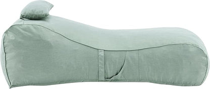 Merax Outdoor Bean Bag Chairs with Headrest, 71" L Large Lounger Chair for Adults Bean Bag Bed with Foam Filled for Patio Pool Balcony & Desk, Beige Fabric Outside Beanbag Chair, Mint