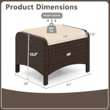 RELAX4LIFE Wicker Outdoor Ottomans for Patio - Set of 2 Rattan Footstools w/Removable Cushions - Photo 3