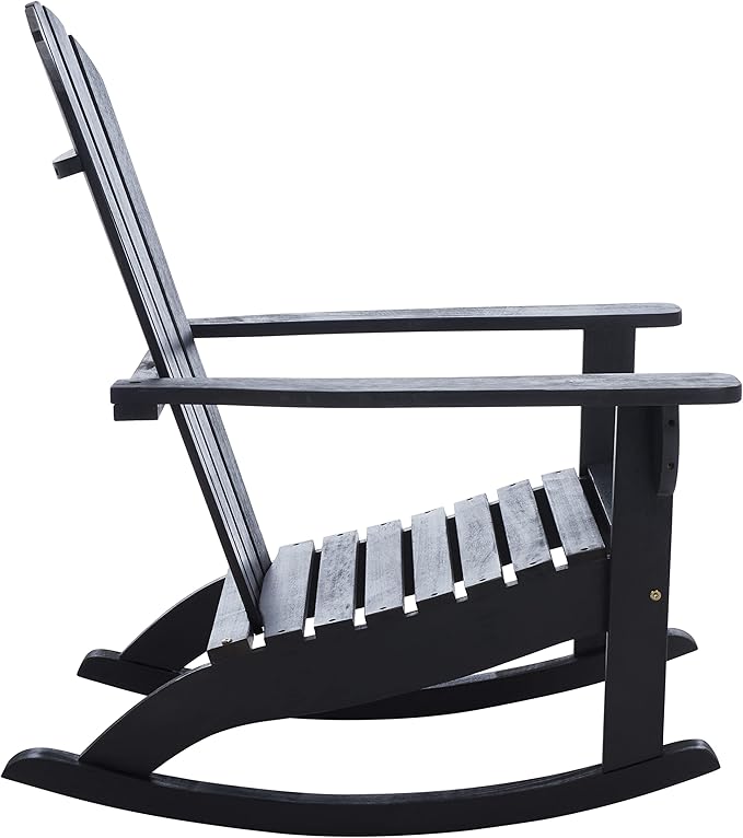 SAFAVIEH Outdoor Collection Brizio Black Slatted Adirondack Rocking Chair