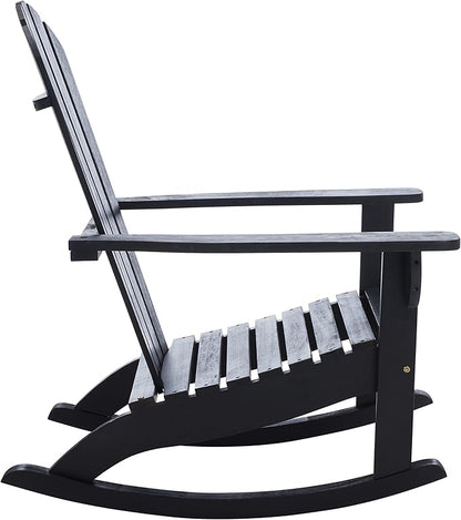 SAFAVIEH Outdoor Collection Brizio Black Slatted Adirondack Rocking Chair