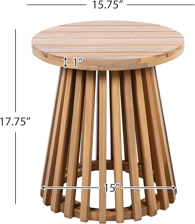 Christopher Knight Home Taki Acacia Wood Patio Coffee Table, Round Table with Unique Wooden Base for Backyard - Photo 2