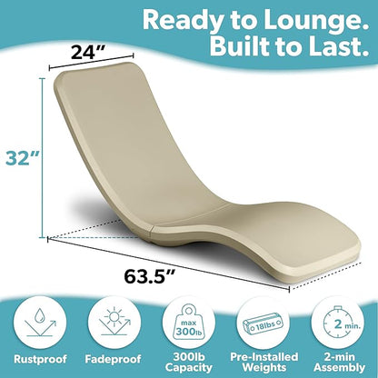 GoSports Coast Modern in Pool Lounge Chair - Waterproof & Weighted Chaise Lounger - Outdoor Pool Furniture for Patio or in Baja Shelf - Sand