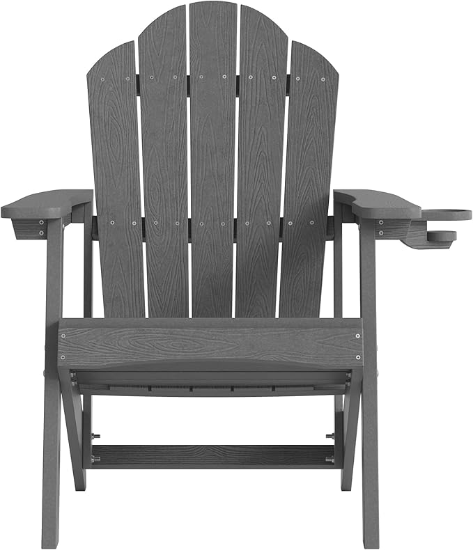 LUE BONA Matte HDPE Adirondack Chairs Set of 4 - Weather Resistant Seating with Cup Holder for Patio, Fire Pit - Photo 7