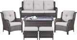 Belord Patio Wicker Sofa Set 6 Pieces Patio Furniture Set Outdoor Couch, 2 Patio Wicker Chairs with 1 Sofa - Photo 2
