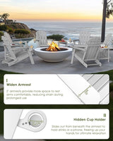 GREENVINES Folding-Adirondack-Chair | HDPE Plastic | Fire Pit Chairs | All Weather | Cup Holder | White - Photo 5