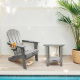 Folding Adirondack Chair, All-Weather HDPE Patio Chair with Cup Holder - Photo 2