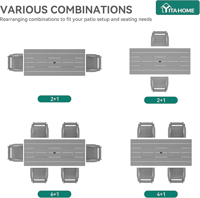 YITAHOME HDPE Chairs Set of 2, Sturdy Patio Chair w/Max Bearing 330 LBS, All-Weather Outdoor Patio Chairs for Terrace, Garden, Backyard, Poolside, White