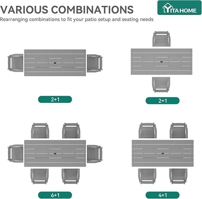 YITAHOME HDPE Chairs Set of 2, Sturdy Patio Chair w/Max Bearing 330 LBS, All-Weather Outdoor Patio Chairs for Terrace, Garden, Backyard, Poolside, White