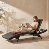Set of 4 Black Outdoor Chaise Lounge Chairs, Wicker Patio Lounge Chairs with Adjustable Backrest and Armrests - Photo 2