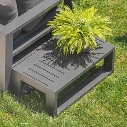 Patio Side Table Aluminum Outdoor End Tables for Outside Small Rectangle Coffee Table Patio Furniture for Garden Backyard, Grey Frame