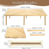 Folding Picnic Table with Table Runner, Portable Boho Low Picnic Table for Indoor Outdoor - Photo 3
