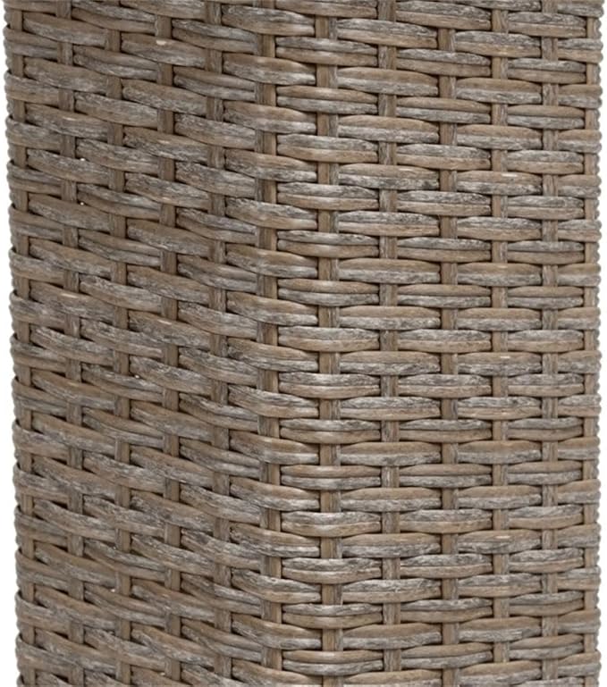 Pemberly Row Outdoor Patio Bistro Table, Natural PE Wicker/Rattan with Granite Base, Weather Resistant, 23.62 in Square, 29.13 in Height, Transitional Style Dining Table for Balcony, Deck or Patio Use