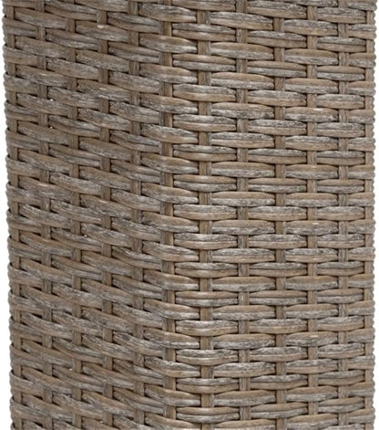 Pemberly Row Outdoor Patio Bistro Table, Natural PE Wicker/Rattan with Granite Base, Weather Resistant, 23.62 in Square, 29.13 in Height, Transitional Style Dining Table for Balcony, Deck or Patio Use