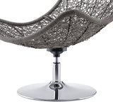 Modway Brighton Outdoor Patio Wicker Rattan Swivel Lounge Chair in Light Gray Navy - Photo 6