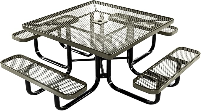 COATEDOUTDOORFURNITURE Heavy-Duty Portable Outdoor Kids Table with Umbrella Hole, Expanded Metal Kids Picnic Table - Photo 1