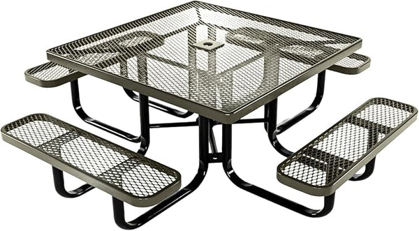 COATEDOUTDOORFURNITURE Heavy-Duty Portable Outdoor Kids Table with Umbrella Hole, Expanded Metal Kids Picnic Table - Photo 1