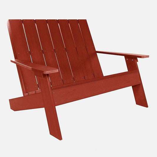 Highwood Italica Modern Outdoor Adirondack Loveseat, Rustic Red