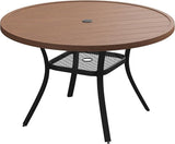 Patio Dining Table for 4-6, Round Metal Outdoor Table with 1.57" Umbrella Hole - Photo 1