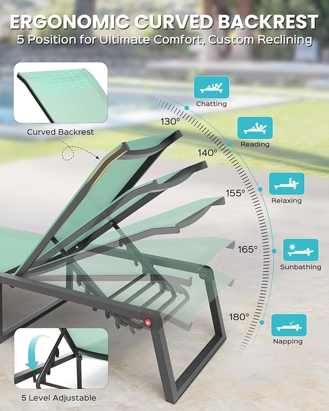 Aluminum Chaise Lounge Chair Outdoor - Photo 4