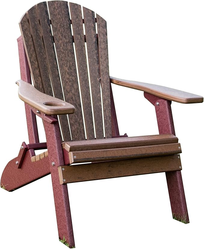 Furniture Barn USA Poly Folding Adirondack Chair, Walnut and Cherrywood