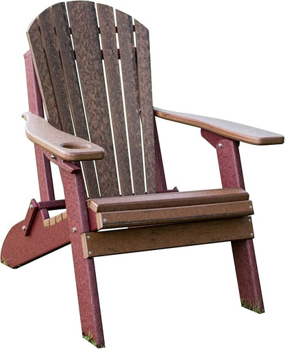 Furniture Barn USA Poly Folding Adirondack Chair, Walnut and Cherrywood