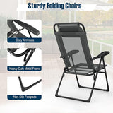 Giantex Set of 4 Patio Folding Chairs, Portable Outdoor Dining Chairs with 7-Level Adjustable Backrest, Headrest - Photo 7