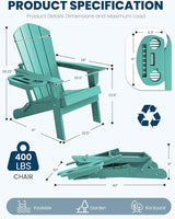 FOOWIN Folding Adirondack Chair Set of 8, HDPE Adirondack Chairs with Cup Holder - Photo 2