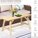 Outdoor Coffee Table, Thick Wooden Patio Adirondack Log Coffee Table with Slatted Tabletop - Photo 7