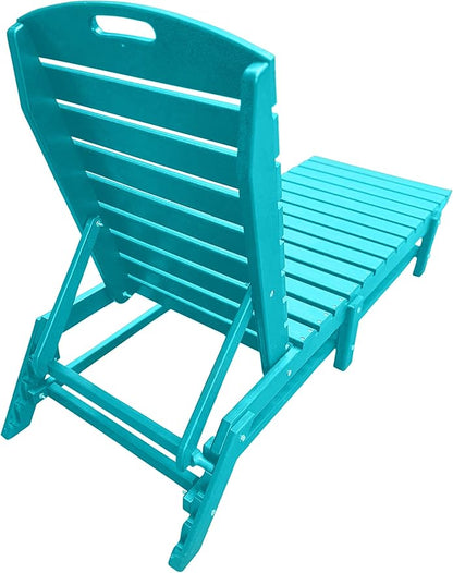 Phat Tommy Outdoor Pool Chaise Lounge, Heavy-Duty Beach Lounger - Folding, HDPE, Recycled Poly Furniture - Reclining Lounge Chair for Patio, Deck, Beach, Cabana, or Poolside, Teal