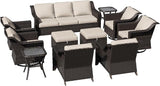 11 Pieces Patio Conversation Furniture Set - 1 Sofa, 2 Ottoman, 2 Armchairs, 4 Swivel Chairs, 2 Side Tables - Photo 7