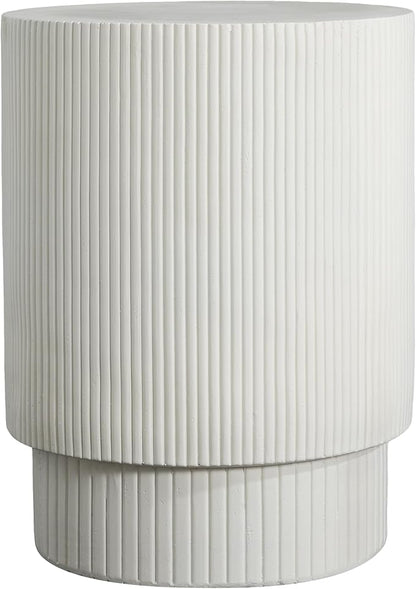 Christopher Knight Home Parson Patio Lightweight Concrete Round Coffee Table, Indoor and Outdoor Table for Garden/Backyard/Poolside/Balcony Cafeteria, MGO Outdoor Side Table with No Assembly, White