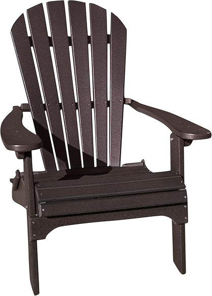 Phat Tommy Foldable Adirondack Chair - Poly Adirondack Chair Folding - HDPE, Heavy Duty, Recycled Plastic - All Weather Outdoor Furniture for Your Deck, Front Porch, or Patio, Brown