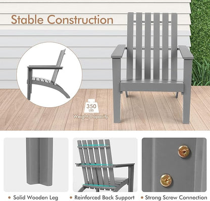 Tangkula Adirondack Chair Acacia Wood Outdoor Armchairs, Weather Resistant for Patio Garden Backyard Deck Fire Pit, Lawn Porch Furniture & Lawn Seating, Campfire Chairs, Adirondack Lounger (2, Grey)