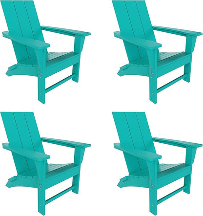 WestinTrends Ashore Modern Outdoor Folding Adirondack Chair (Set of 4), Turquoise