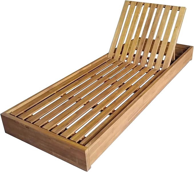 Christopher Knight Home Bayard Acacia Wood Chaise Lounge Chair Outdoor, Adjustable Backrest Sun Lounger Recliner, Wooden Patio Sun Bathing Lounge Chair, Teak