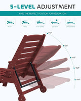 SERWALL Patio Chaise Lounge Chair, 78'' Long HDPE 5 Positions Adjustable Outdoor Lounger - Photo 4
