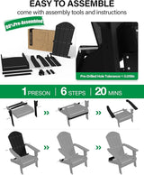 YEFU Adirondack Chair, Oversized Plastic Adirondack Chair Folding Outdoor Chairs with Cup Holder - Photo 9