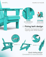 SERWALL Adirondack Chair with Cup Holders - Composite Adirondack Chairs HDPE Outdoor Chairs All Weather Use- Aruba - Photo 7