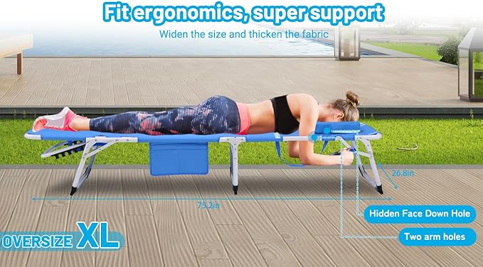 Blue 3-in-1 Heavy Duty Tanning Chair with Face Hole - Photo 7