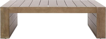 SAFAVIEH Couture Outdoor Collection Santiago Natural Solid Wood Coffee Table