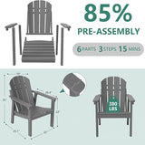 Adirondack Chair Set of 8, All Weather HDPE Fire Pit Chairs, Oversized Plastic Adirondack Chair for Outdoor, Balcony - Photo 3