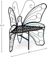 Modern Butterfly Cast Metal Garden Bench Outdoor Bench Patio Seat Park Bench Outdoor Seating for Garden Yard Park - Photo 3