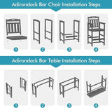 Ciokea 3 Pcs Outdoor Bar Height Table Set, 60" Extra Long Rectangle High Top Table and 2 Oversized Adirondack Chairs Set - Photo 9
