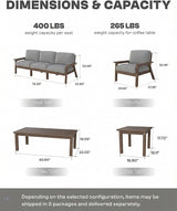 HDPE Patio Furniture Set with Cantilever Umbrella, Outdoor Couch with Washable Thick Gray Cushions & Tables - Photo 2