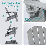 Folding Adirondack Chair, All-Weather HDPE Patio Chair with Cup Holder - Photo 4