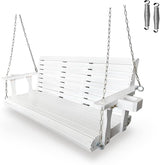 Wooden Porch Swing 3-Seater, High Backrest and Deep Seat, Bench Swing with Cupholders, Hanging Chains and 7mm Springs - Photo 1