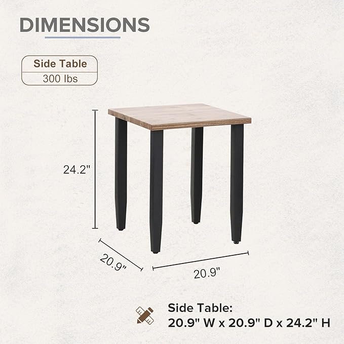 COOS BAY Modern Outdoor Table, Patio Side Table with Wood Grain Top, Metal Weather-Resistant Table for Deck, Porch - Photo 2