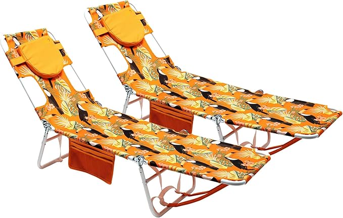 daystar SunnyFeel Beach Lounge Chair, Backpack Reclining Beach Chairs Lay Flat, Face Down Tanning Chair, Folding Camping Chairs Portable Camp Cot with Backpack Straps for Outdoor/Picnic/Lawn