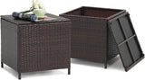Verano Garden Outdoor Wicker Side Table Set of 2, Small Storage Rattan Wicker End Table - Photo 1