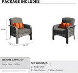 HOOOWOOO Patio Furniture Set,2 Pieces Outdoor Wicker Chairs Set,All Weather Bistro Chairs with Comfy High Back,Black - Photo 6